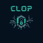 Clop's name against a black background with a intruder graphic below it